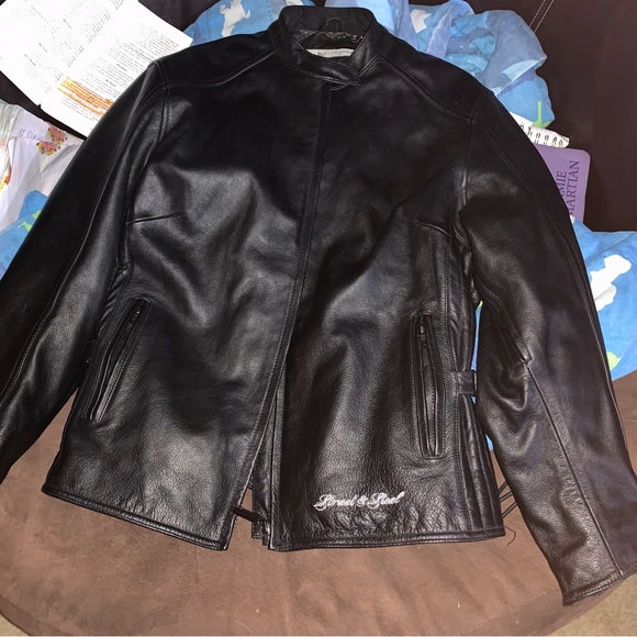 STREET & STEEL BLACK LEATHER ARMORED MOTORCYCLE JACKET Womens Large Biker - Picture 11 of 11